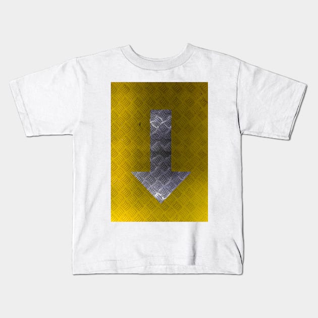 Industrial Arrow Tread Plate - Down Kids T-Shirt by arc1